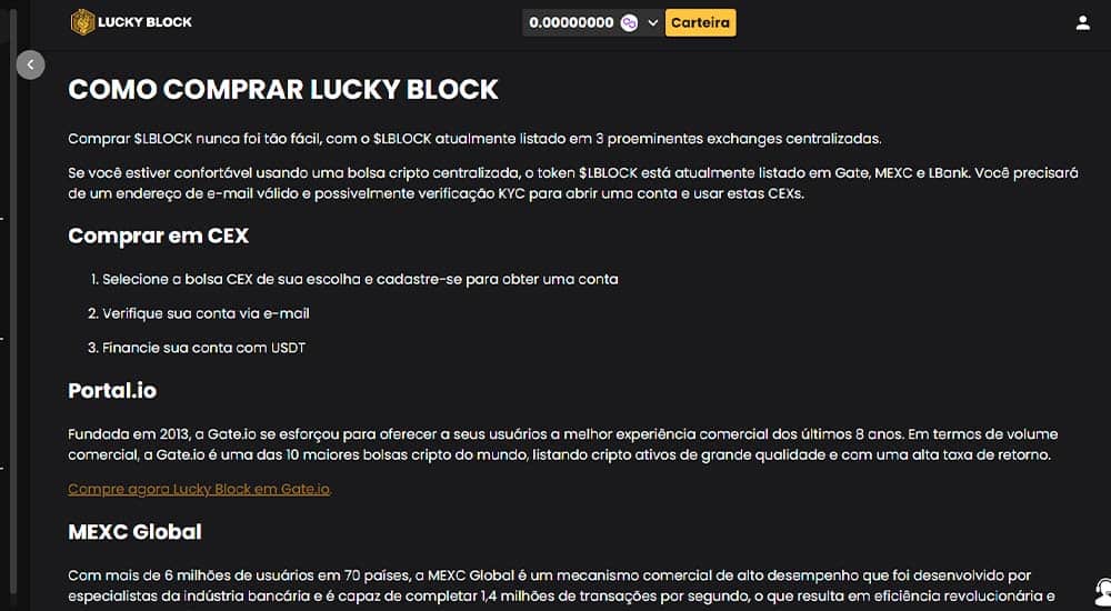 Tutorial de como LBLOCK, o token do Lucky Block Casino