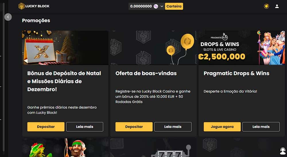 Promoções disponíveis no Lucky Block