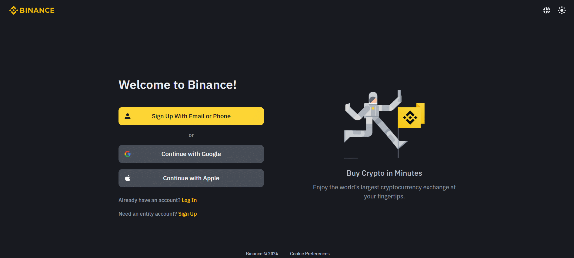 bem-vindo a binance