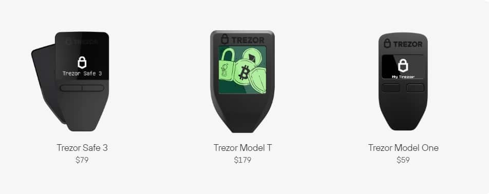 3 modelos de carteiras trezor