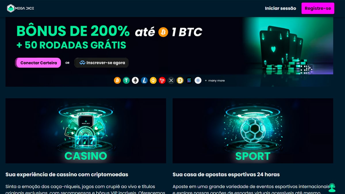 O Mega Dice Casino é garante bônus de boas-vindas e vantagens especiais para quem aposta com Ethereum.