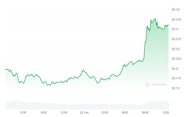 Gráfico de preço do token CHZ nas últimas 24 horas - Fonte: CoinGecko