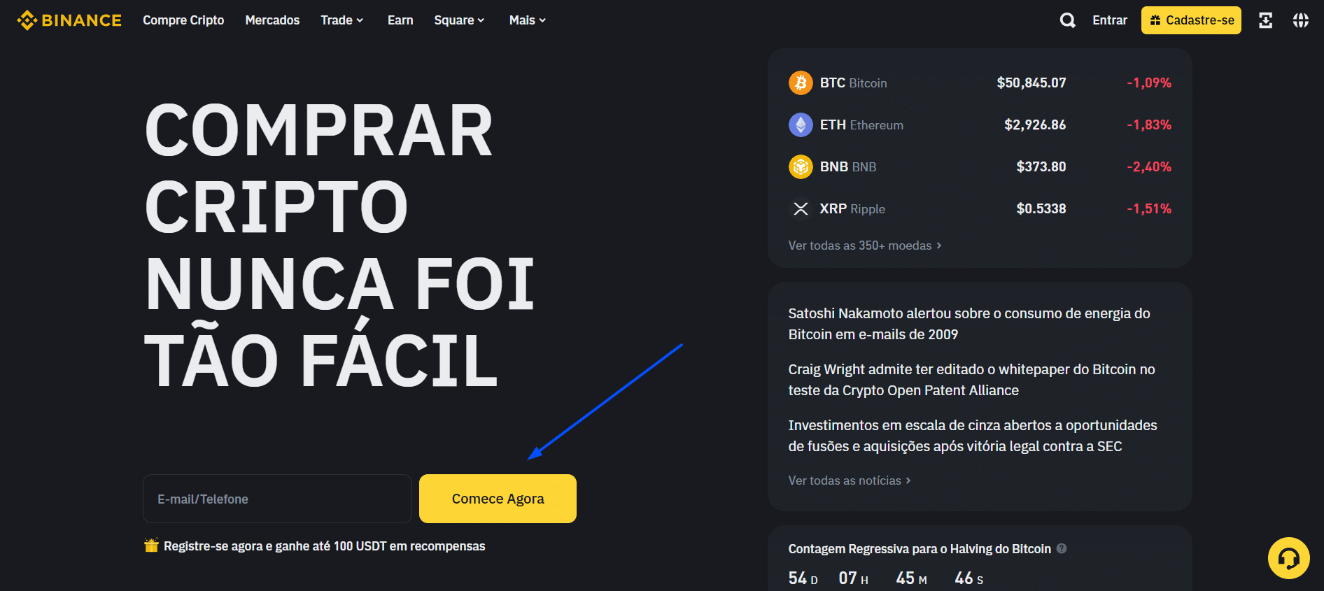 cadastrar na binance para comprar bnb