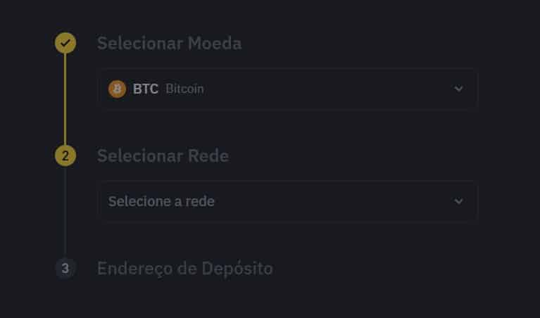 Endereço de depósito na Binance