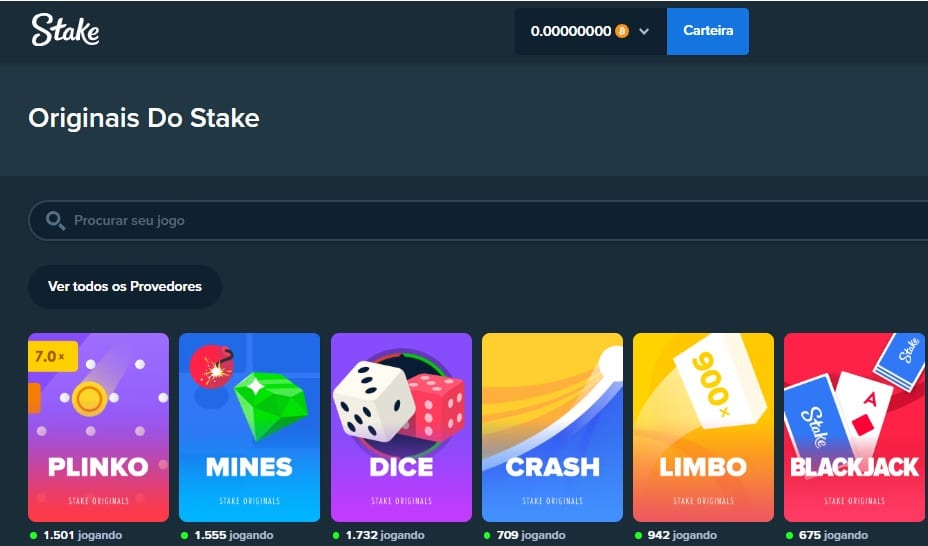 Área de jogos originais Stake