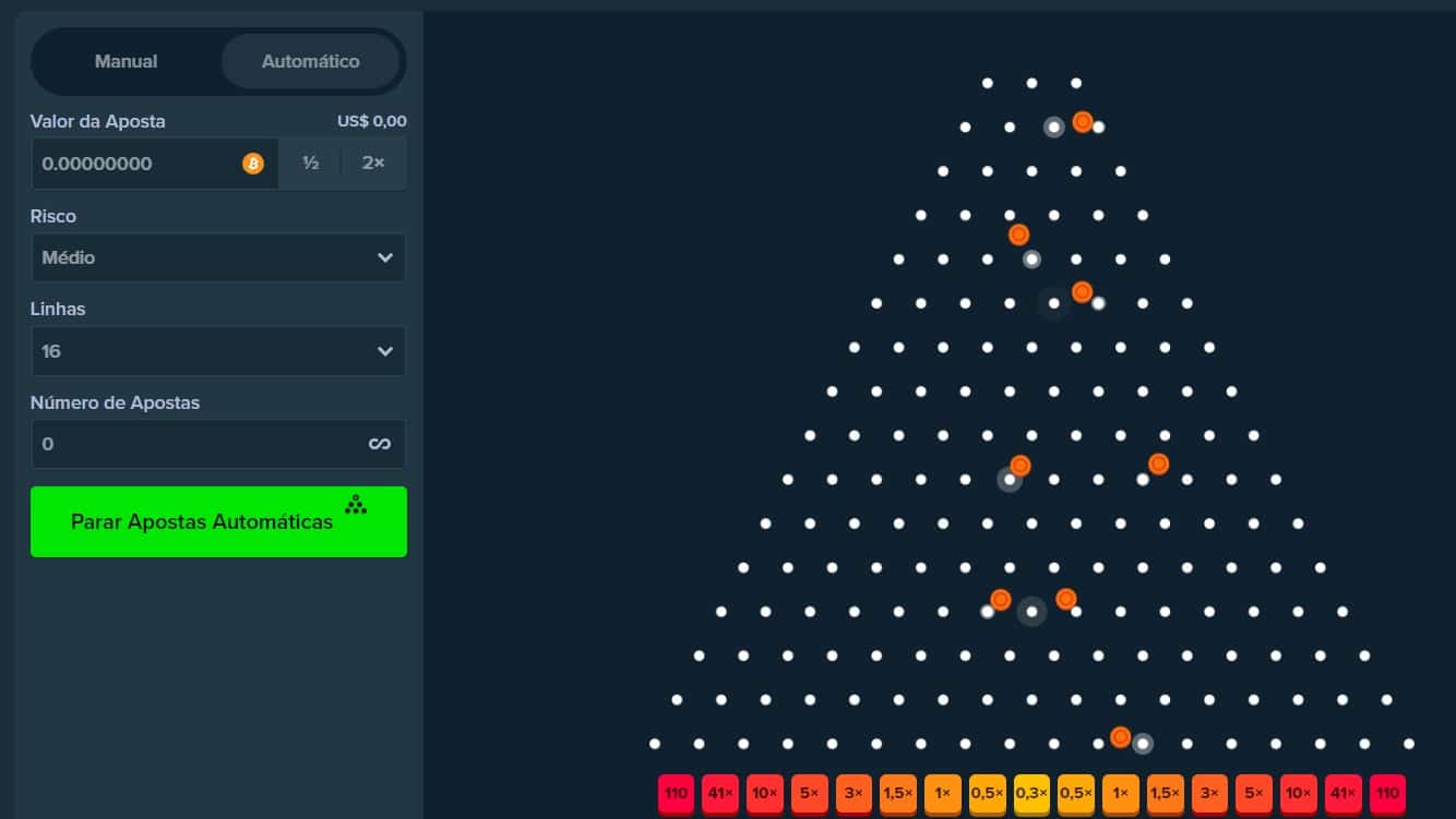 Apostas automáticas no Plinko