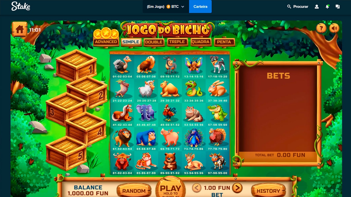 A Stake oferece o jogo do bicho online da BGaming, que também está disponível na versão demo
