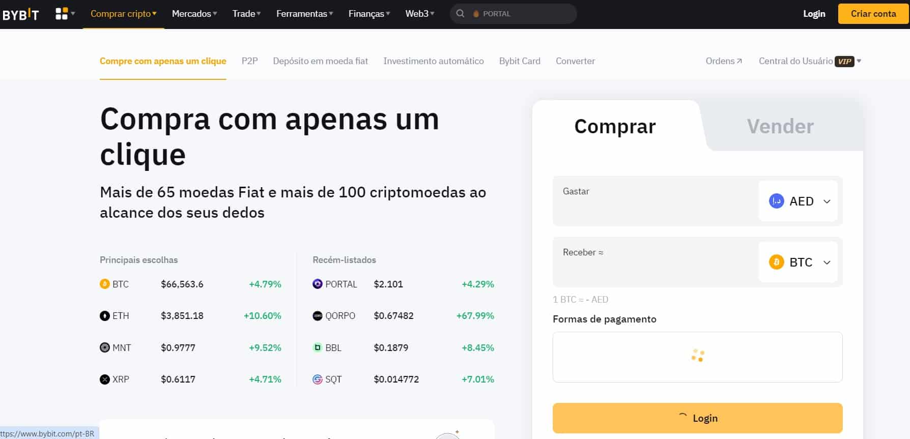 Site da Bybit corretora de criptomoedas