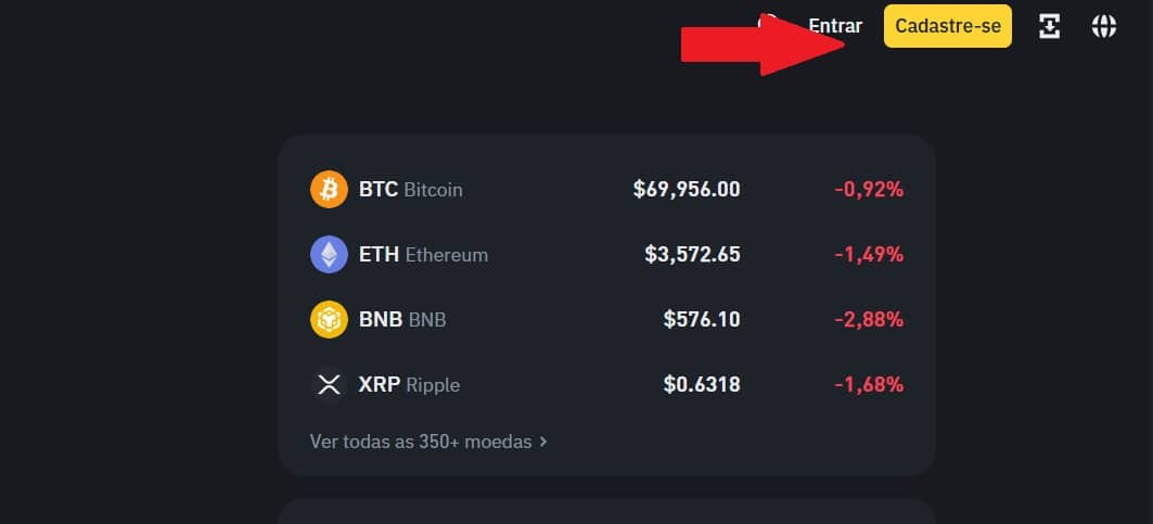 Cadastro na Binance