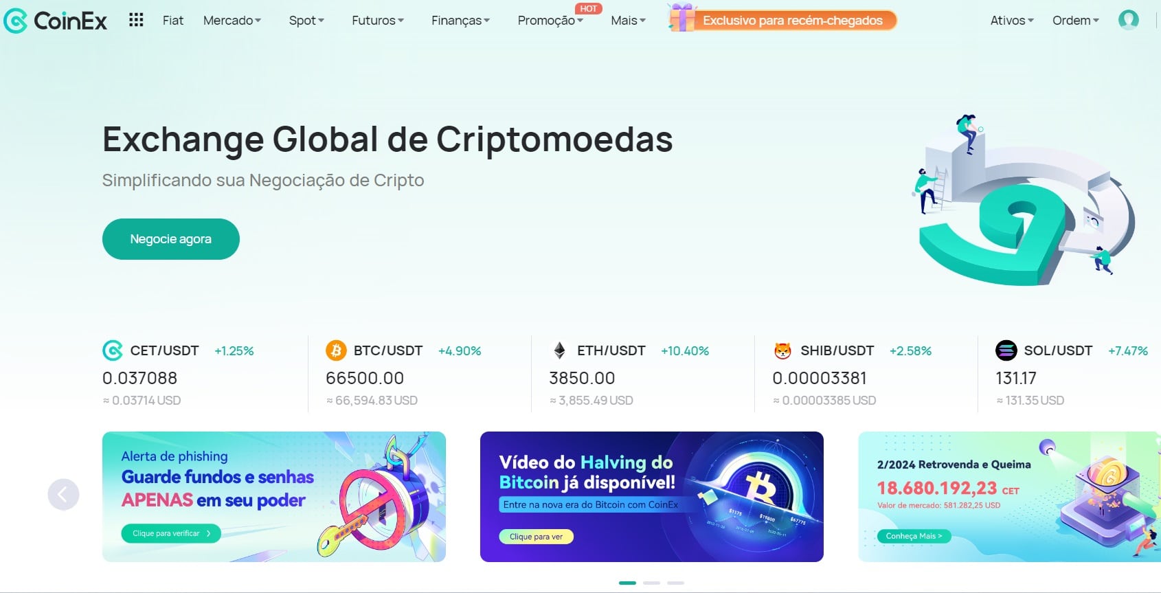 Plataforma CoinEx para comprar Solana