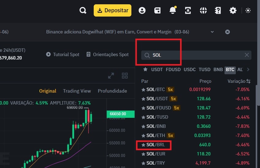 Página de compra de criptomoedas 