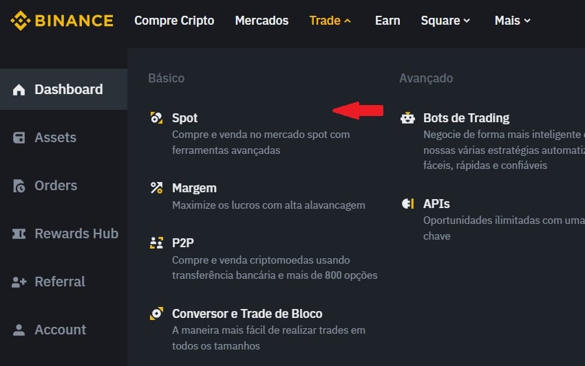 Comprar XRP no mercado spot