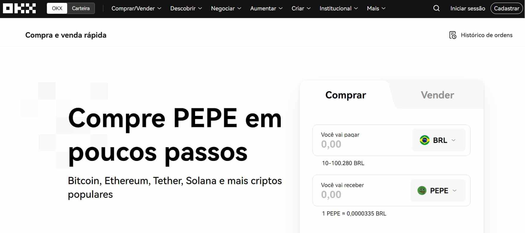 Exchange OKX para comprar PEPE