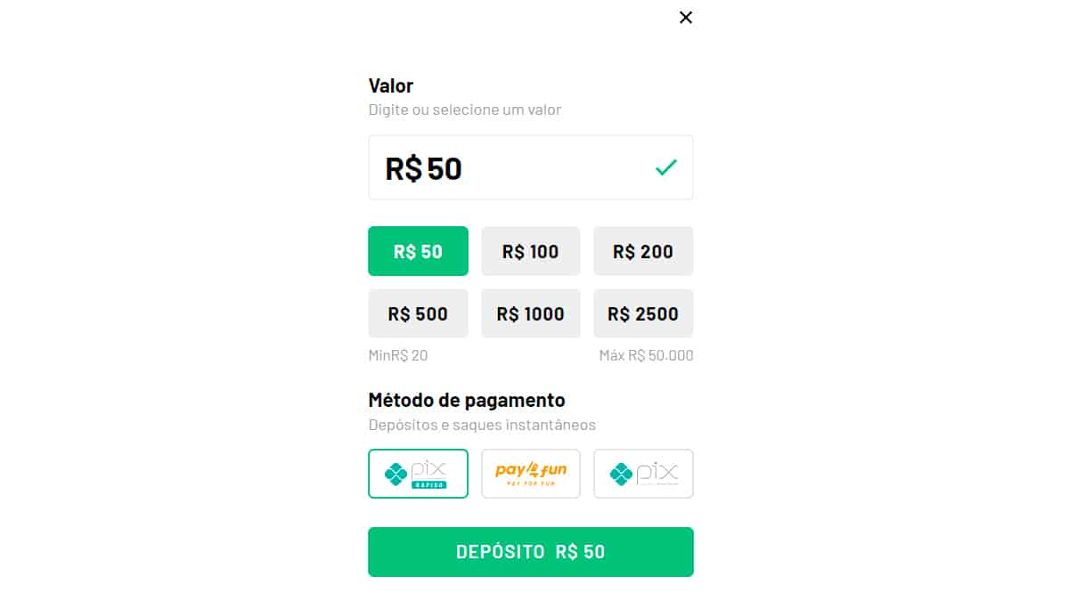 A partir de R$20, os novos jogadores da KTO podem fazer pagamentos via Pix