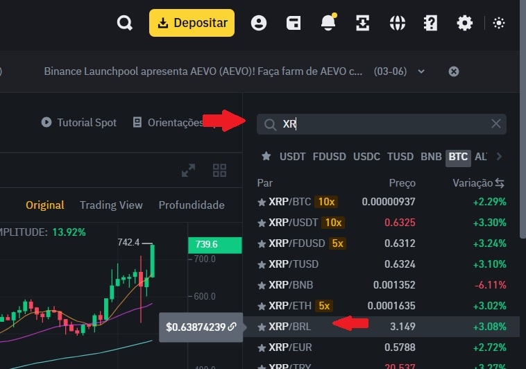 Escolhendo BRL/XRP Ripple