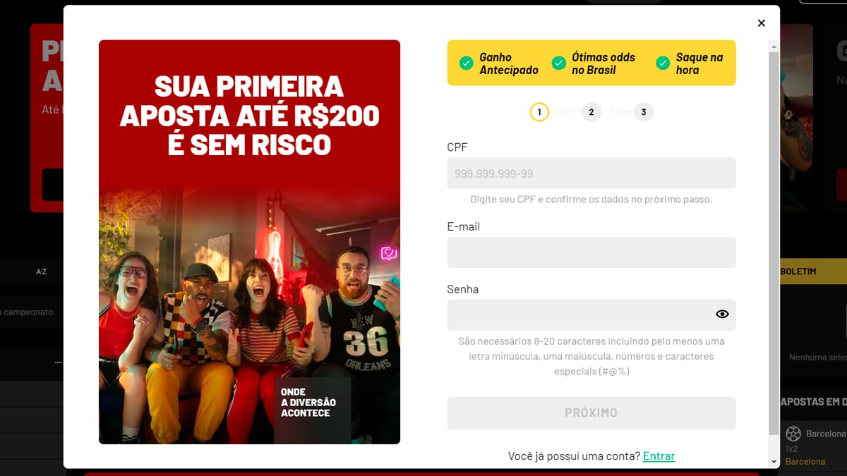 Para se cadastrar na KTO Brasil, basta preencher as informações de de e-mail e contato