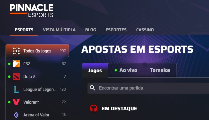 Mercados eSports Pinnacle