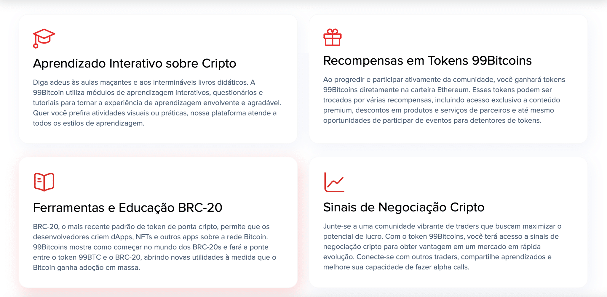 O $99BTC oferece aos detentores uma série de benefícios, incluindo cursos de treinamento exclusivos