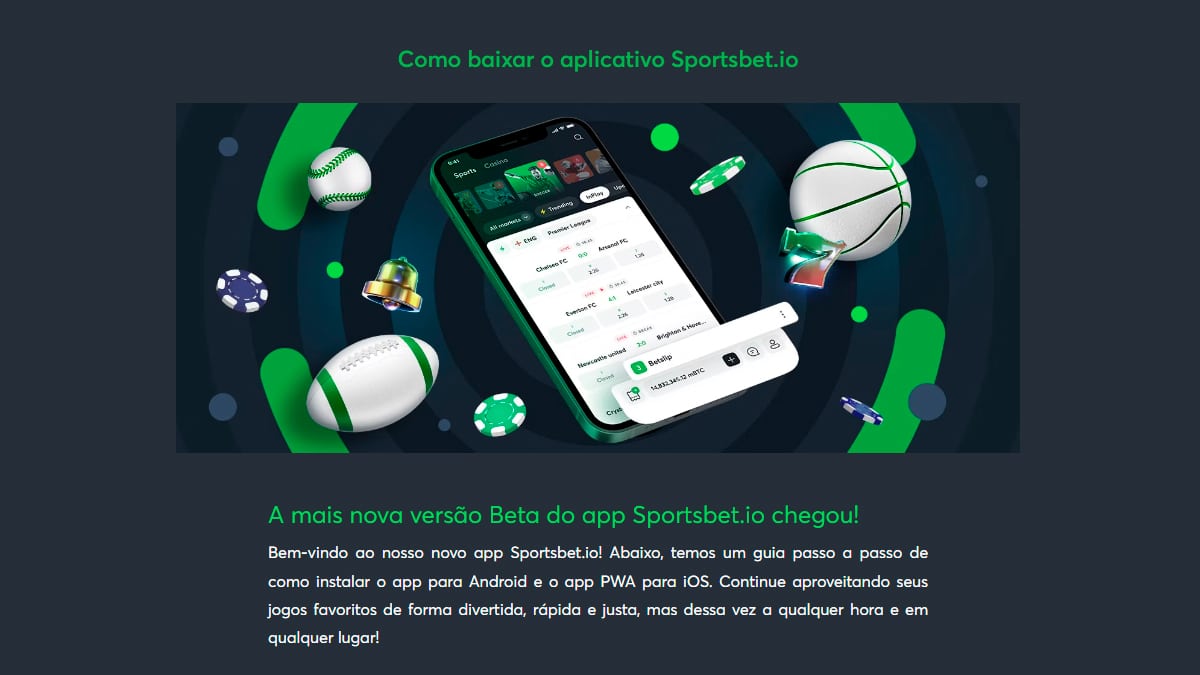 Para falar com a equipe do Sportbet.io, é possível utilizar o app Android, a versão mobile ou o modelo para desktop do site