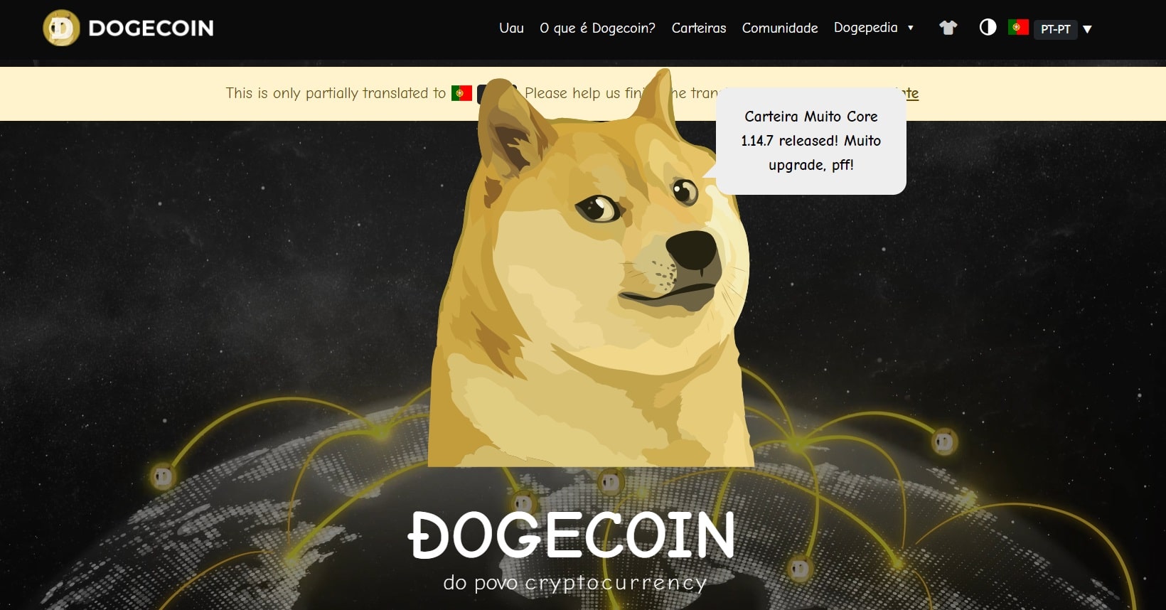Site da memecoin Dogecoin