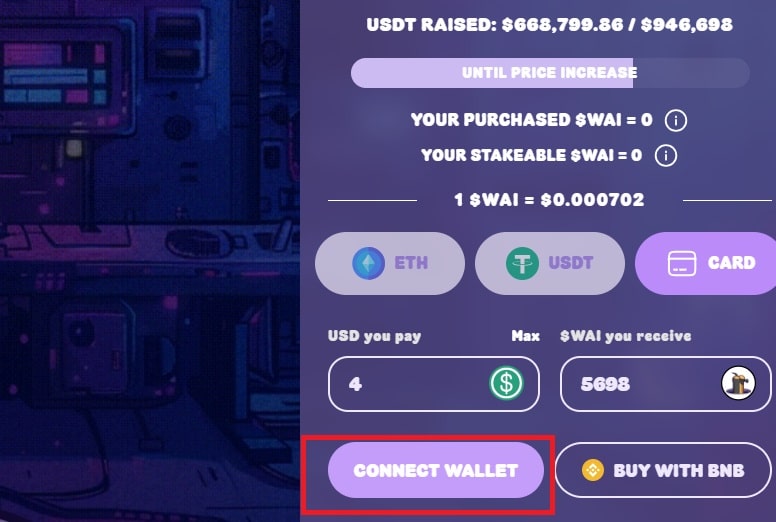 Conectar carteira para comprar WienerAI 