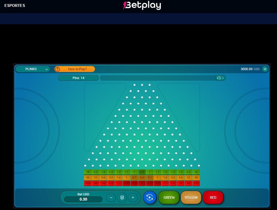 Jogo Plinko na casa de apostas Betplay