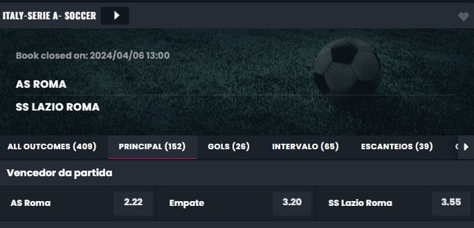 Odds da casa de apostas Betplay