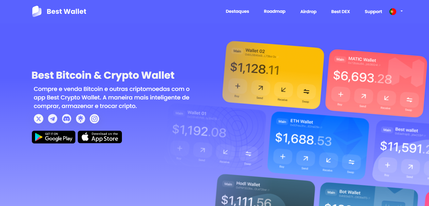 Imagem que mostra a página inicial da Best Wallet.