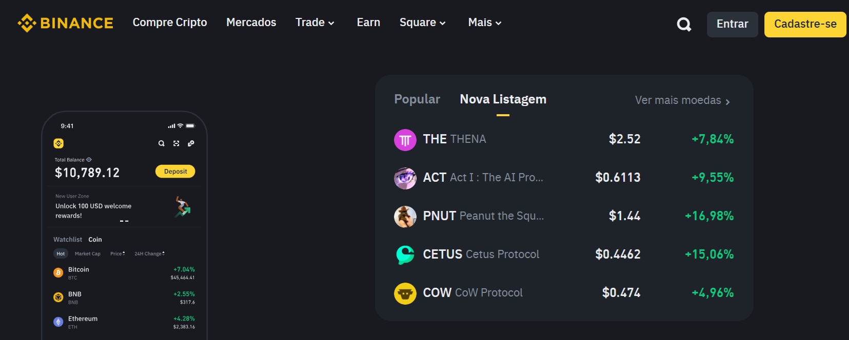 Listagem da Binance Oficial