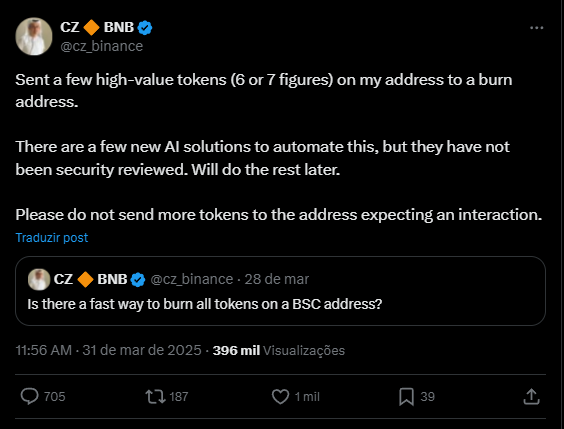 CZ criptomoedas