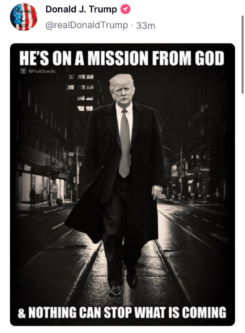 Publicação de Trump no Truth Social