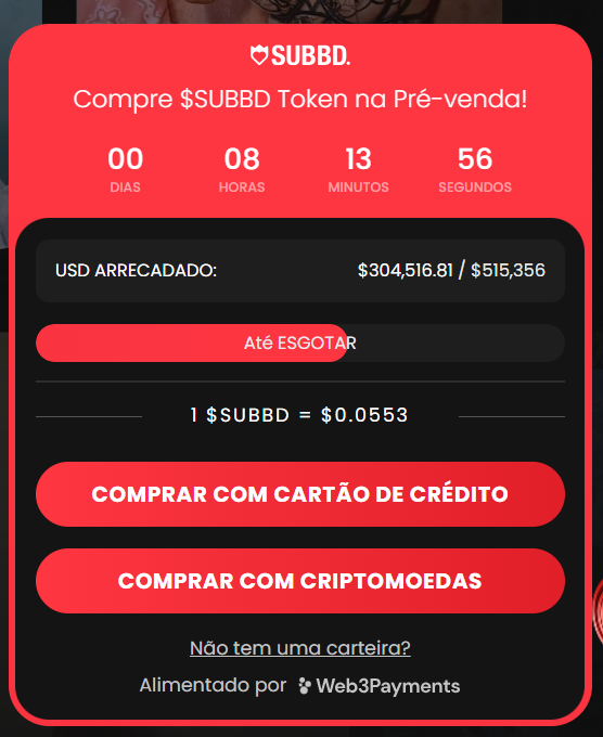 Pré-venda do SUBBD Token ($SUBBD)