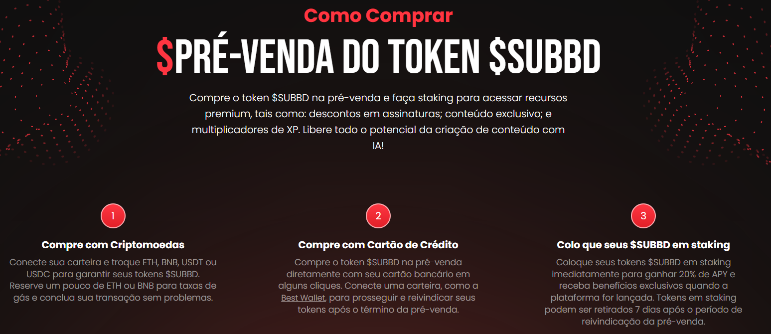 Pré-venda do SUBBD Token ($SUBBD)
