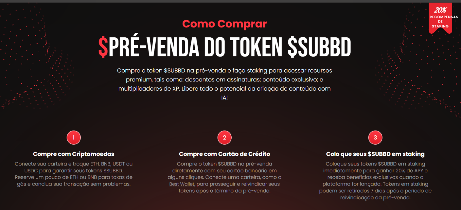 Criptomoedas para ficar de olho: Pré-venda do SUBBD Token ($SUBBD)