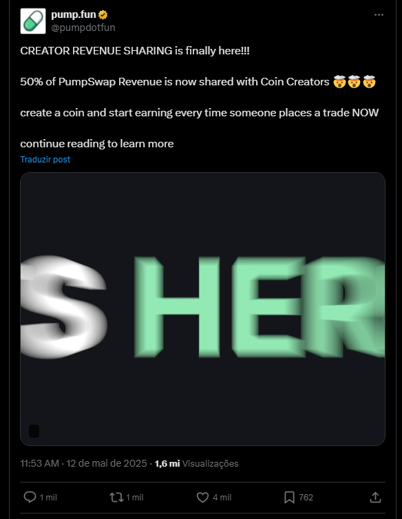 Pump.fun vai incentivar criadores de memecoins