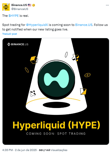 Fonte: Binance.US/X