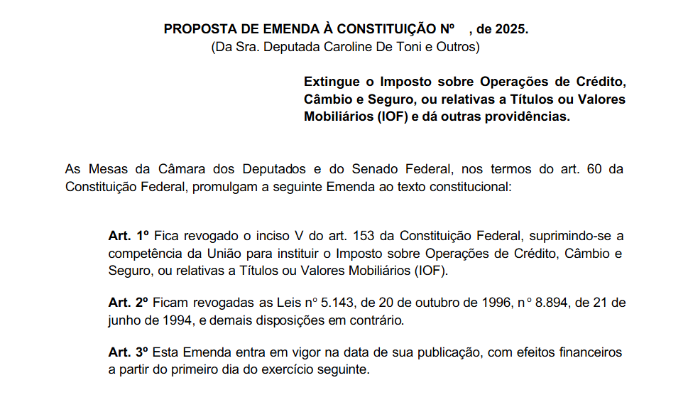 PEC fim do IOF