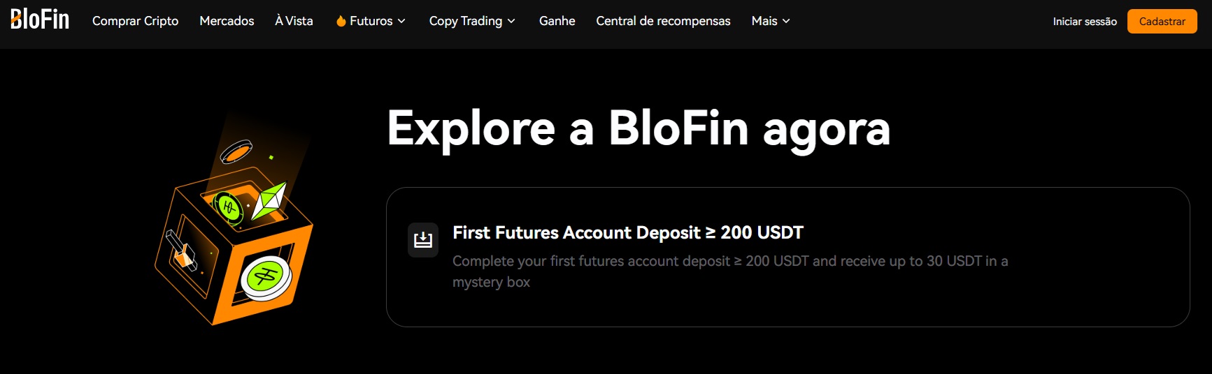 printscreen do site oficial da blofin exchange cripto