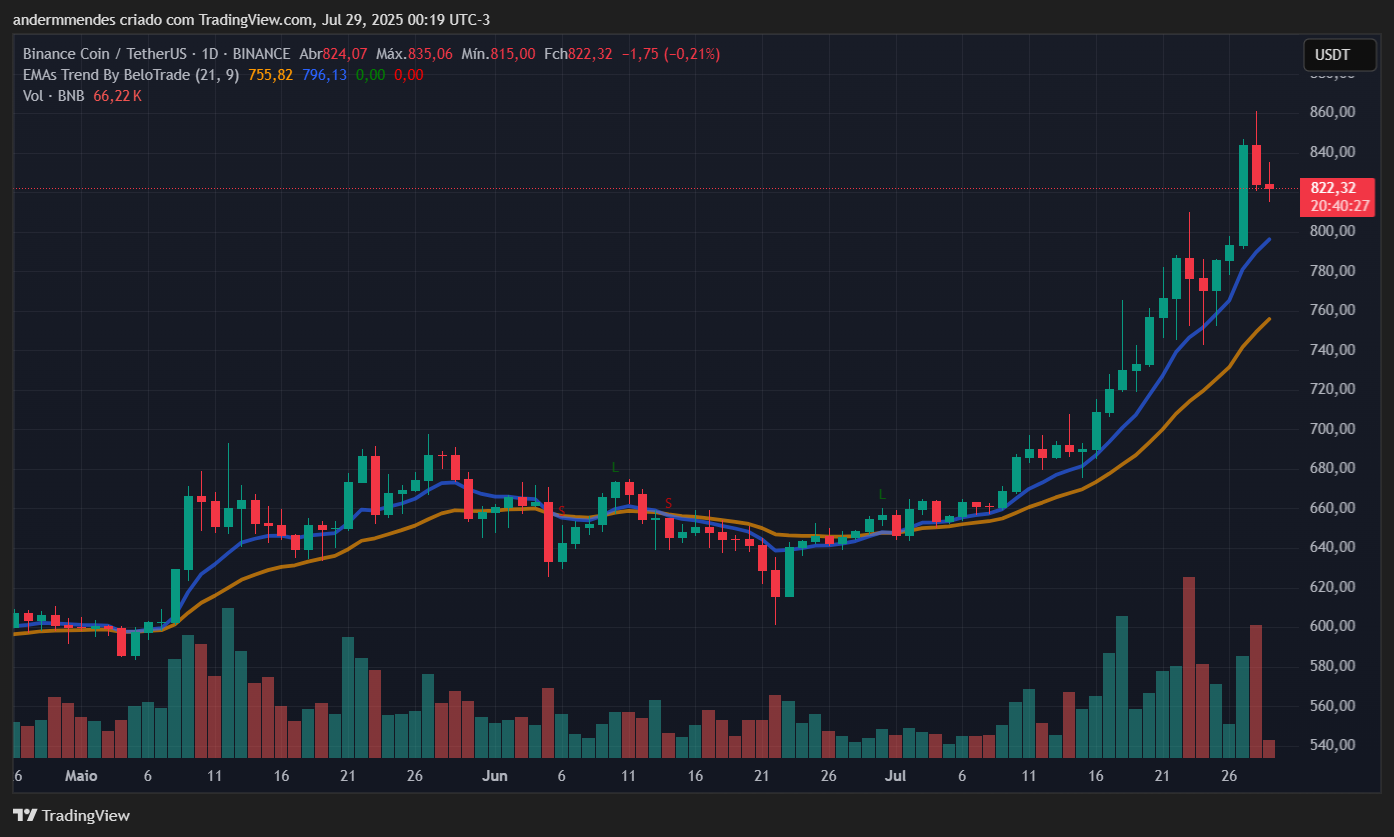 Gráfico do BNB no TradingView