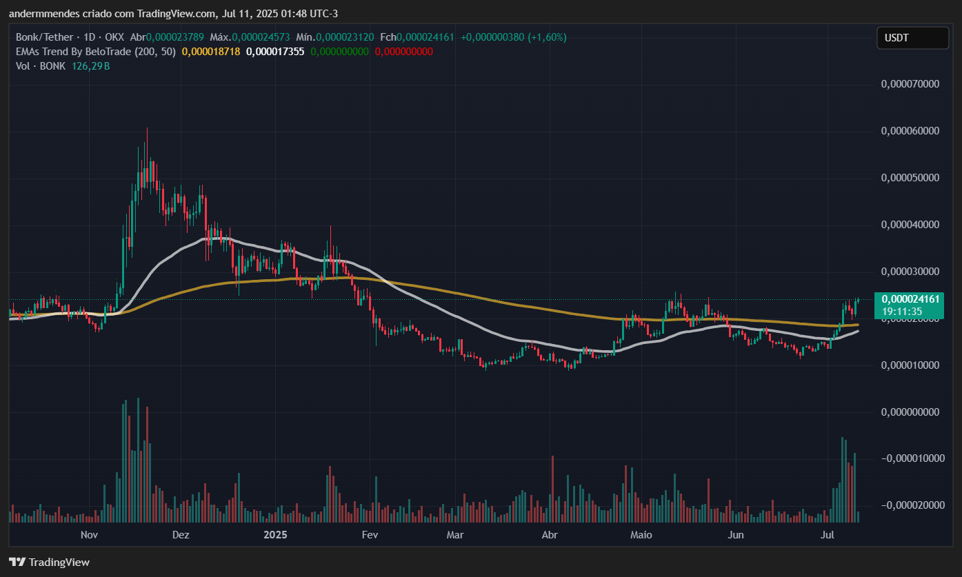 Gráfico da Bonk (BONK) no TradingView