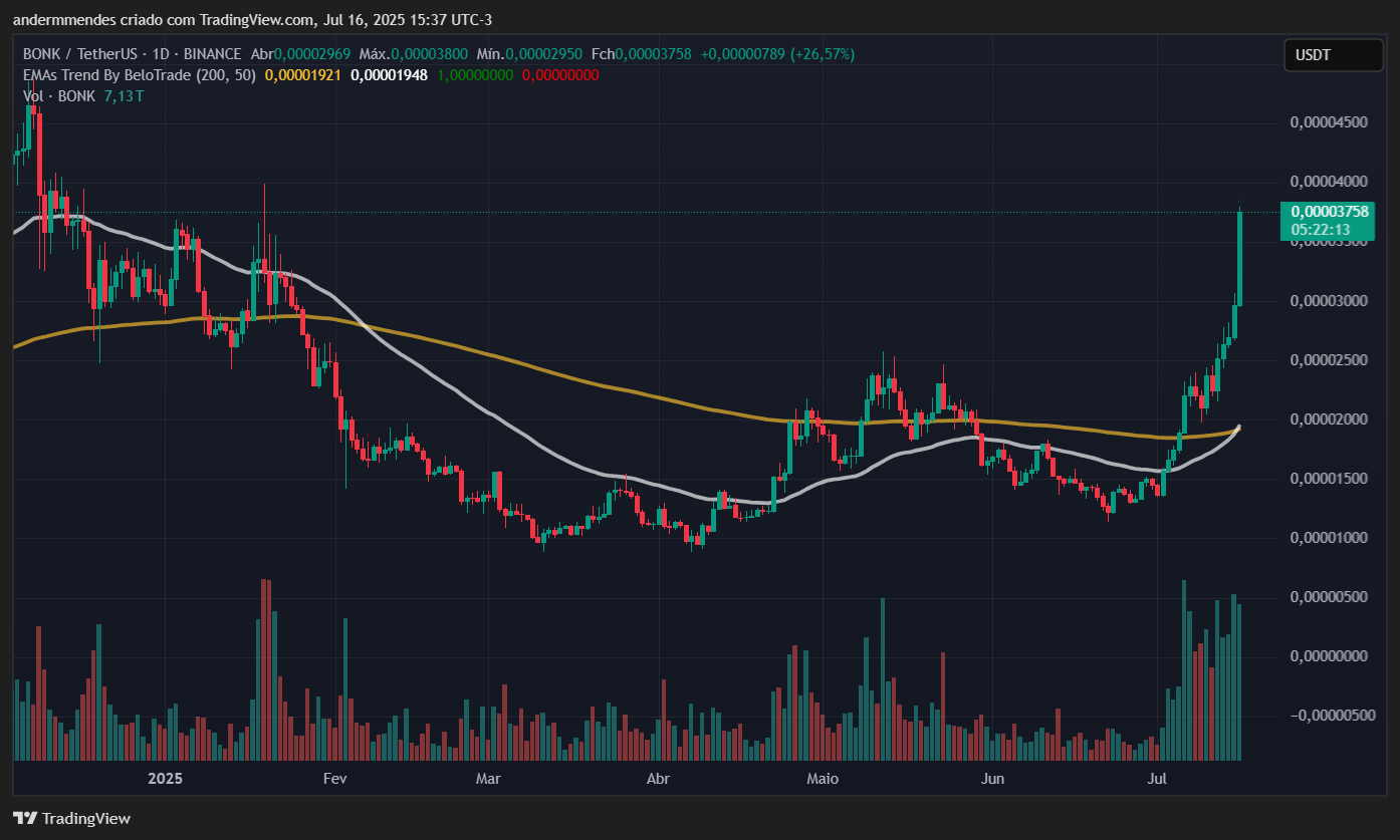 Gráfico da Bonk (BONK) no TradingView