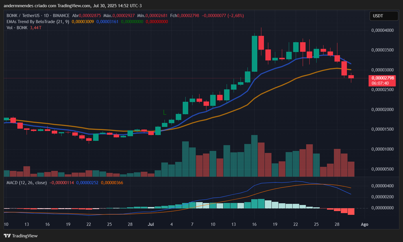 Gráfico da Bonk (BONK) no TradingView