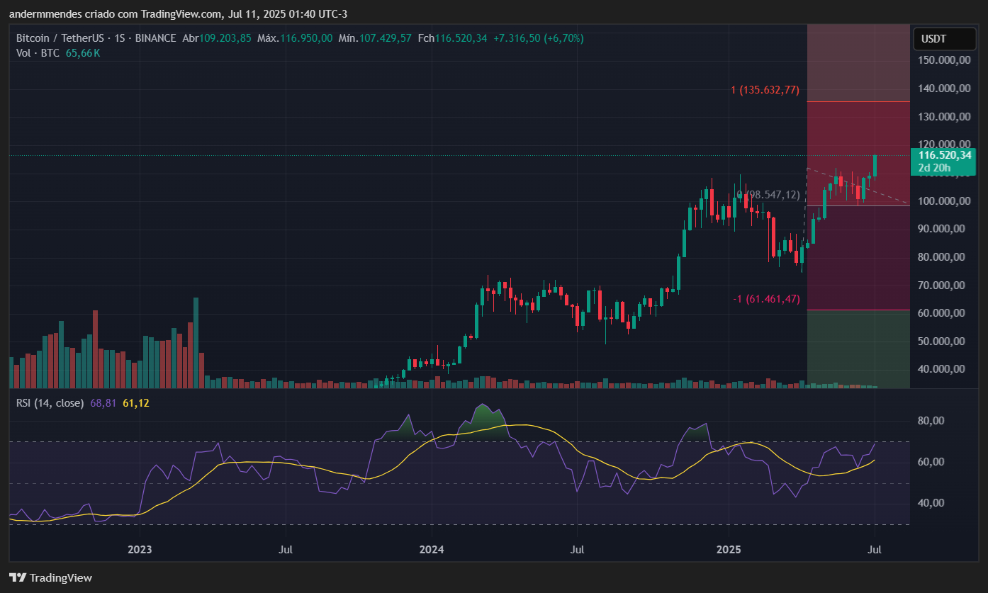Gráfico do Bitcoin (BTC) no TradingView