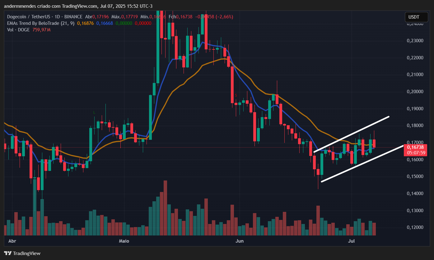 Gráfico da Dogecoin (DOGE) no TradingView