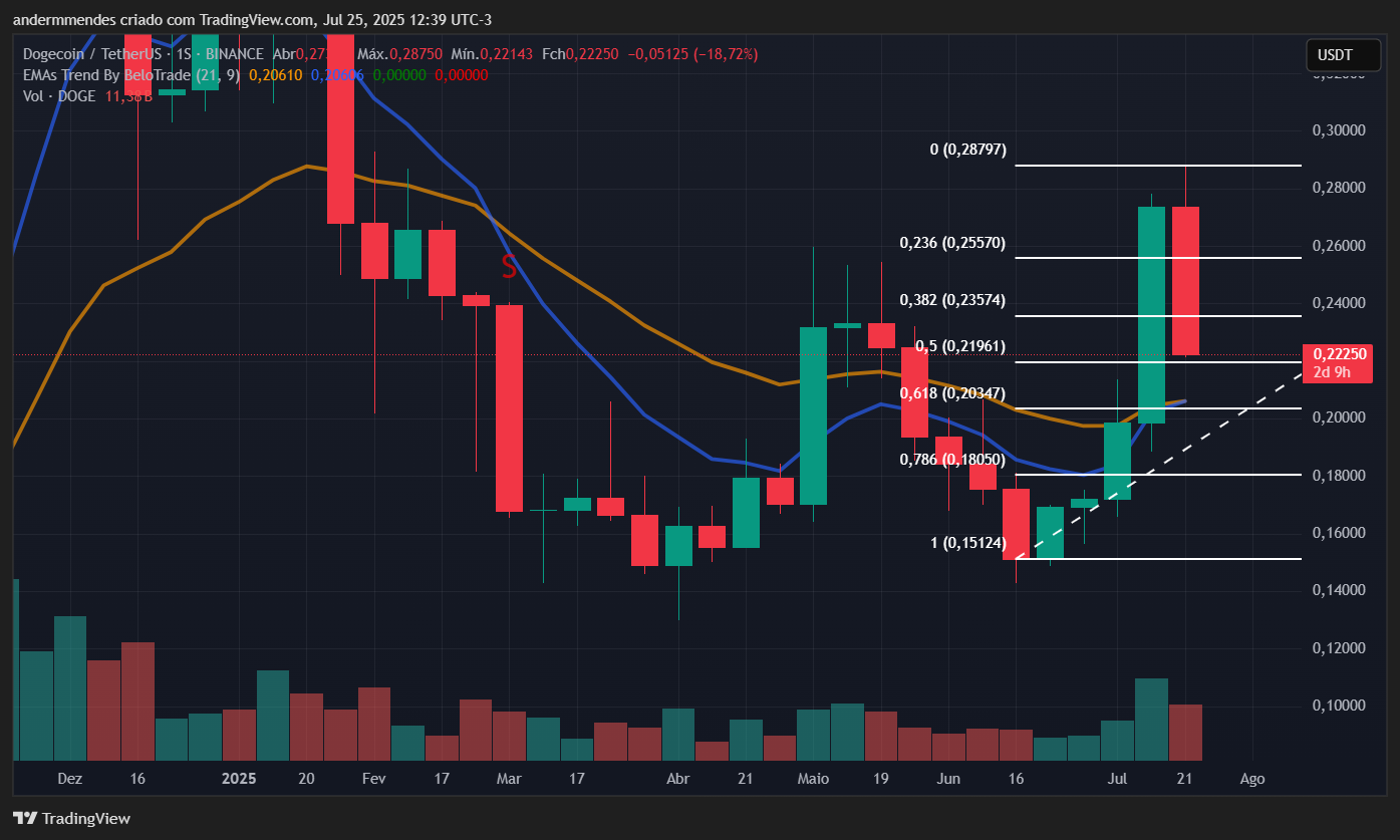 Gráfico da Dogecoin (DOGE) no TradingView
