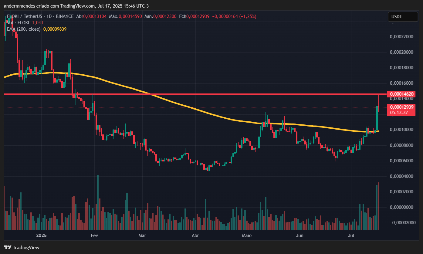 Gráfico da FLOKI (FLOKI) no TradingView
