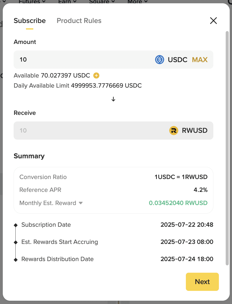 binance RWUSD