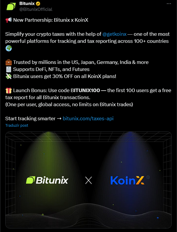 Bitunix e KoinX facilitam a declaração de impostos cripto