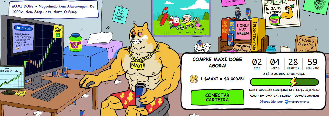 Max Doge é um cão Shiba Inu viciado em alavancagem - Fonte: Site Oficial