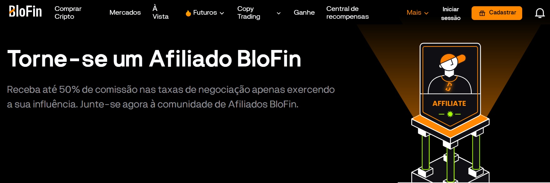 Foto do site da corretora blofin